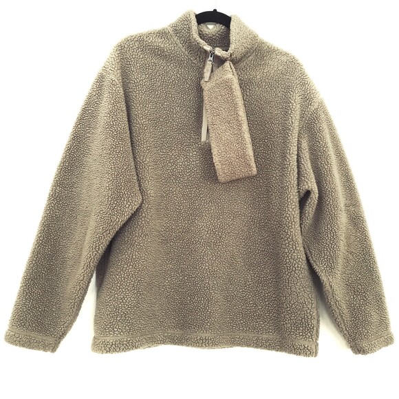 SOLD!!  GAP Small Brown Sherpa 1/4 Zip Oversized Pullover Sweatshirt Scrunchie - Picture 4 of 8
